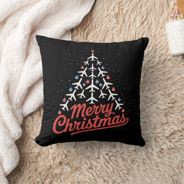 Vliegtuig Kerstboom Piloot Kussen (Deken)
