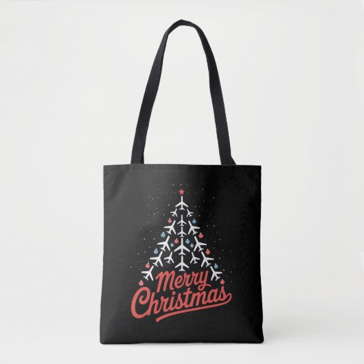 Vliegtuig Kerstboom Piloot Tote Bag (Voorkant)
