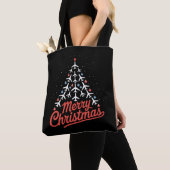 Vliegtuig Kerstboom Piloot Tote Bag (Dichtbij)