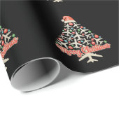 Vliegtuig Kerstboom Pilot Kerstvakantie Familie Cadeaupapier (Rol Hoek)