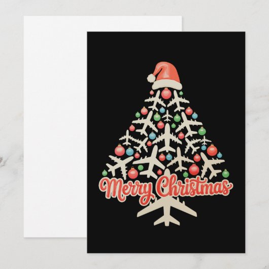 Vliegtuig Kerstboom Pilot Kerstvakantie Familie Feestdagenkaart (Voorkant / Achterkant)