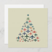 Vliegtuig Kerstboom Retro Piloot Vliegen Vlucht Feestdagenkaart (Voorkant / Achterkant)