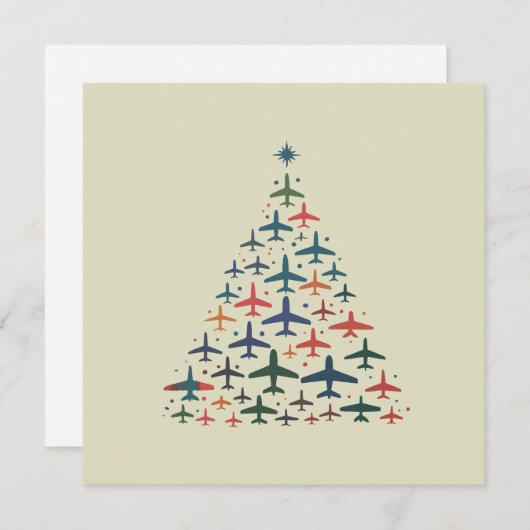 Vliegtuig Kerstboom Retro Piloot Vliegen Vlucht Feestdagenkaart (Voorkant / Achterkant)