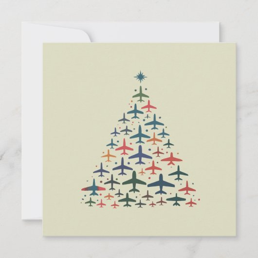 Vliegtuig Kerstboom Retro Piloot Vliegen Vlucht Feestdagenkaart (Voorkant)