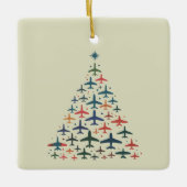Vliegtuig Kerstboom Retro Piloot Vliegen Vlucht Keramisch Ornament (Voorkant)