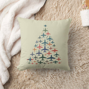 Vliegtuig Kerstboom Retro Piloot Vliegen Vlucht Kussen
