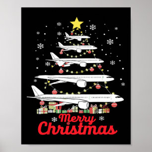 Vliegtuig Kerstboom Vrolijk Kerstfeest Hoogstwaars Poster