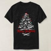 Vliegtuig kerstboomoverhemden t-shirt (Design voorkant)
