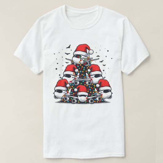 Vliegtuig kerstboomoverhemden t-shirt (Design voorkant)