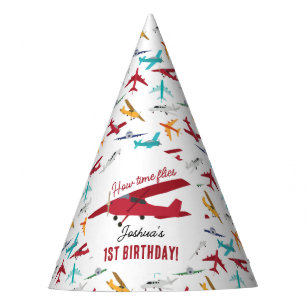 Vliegtuig Kinder 1e verjaardag Party Time Flies Feesthoedjes