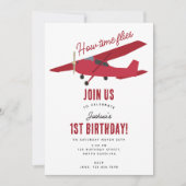 Vliegtuig Kinder 1e verjaardag Party Time Flies Kaart (Voorkant)