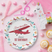 Vliegtuig Kinder 1e verjaardag Party Time Flies Papieren Bordje (Feest)