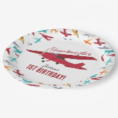 Vliegtuig Kinder 1e verjaardag Party Time Flies Papieren Bordje (Gekanteld)