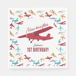 Vliegtuig Kinder 1e verjaardag Party Time Flies Servet