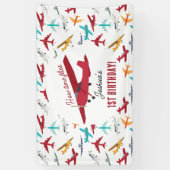 Vliegtuig Kinder 1e verjaardag Party Time Flies Spandoek (Verticaal)