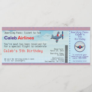 Vliegtuig Kinderen Vliegticket Verjaardagsuitnodig Kaart