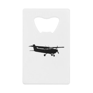 Vliegtuig Klassieke Cessna Black Silhouette Flying Creditkaart Flessenopener