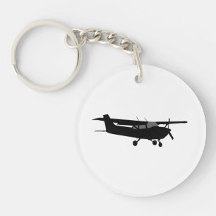 Vliegtuig Klassieke Cessna Black Silhouette Flying Sleutelhanger