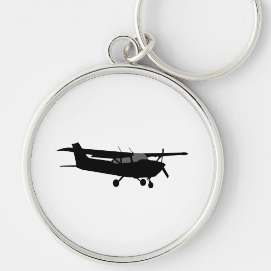 Vliegtuig Klassieke Cessna Black Silhouette Flying Sleutelhanger (Voorkant)