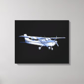 Vliegtuig Klassieke Cessna Silhouette die op Zwart Canvas Afdruk (Voorkant)