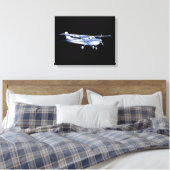 Vliegtuig Klassieke Cessna Silhouette die op Zwart Canvas Afdruk (Insitu (Slaapkamer))