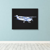 Vliegtuig Klassieke Cessna Silhouette die op Zwart Canvas Afdruk (Insitu (Houten vloer))