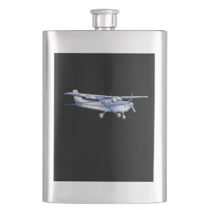 Vliegtuig Klassieke Cessna Silhouette die op Zwart Flacon