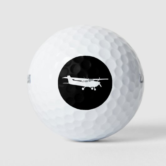 Vliegtuig Klassieke Cessna Silhouette die op Zwart Golfballen (Voorkant)