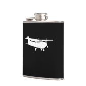 Vliegtuig Klassieke Cessna Silhouette die op Zwart Heupfles (Links)