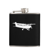 Vliegtuig Klassieke Cessna Silhouette die op Zwart Heupfles (Voorkant)