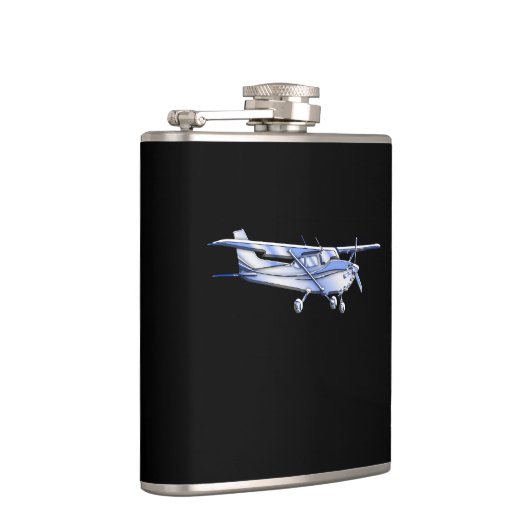 Vliegtuig Klassieke Cessna Silhouette die op Zwart Heupfles (Rechts)