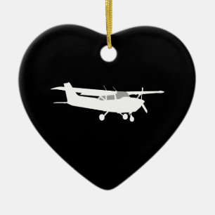 Vliegtuig Klassieke Cessna Silhouette die op Zwart Keramisch Ornament
