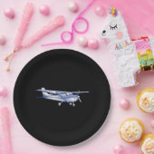 Vliegtuig Klassieke Cessna Silhouette die op Zwart Papieren Bordje (Feest)