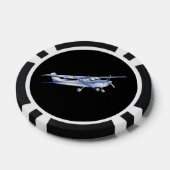 Vliegtuig Klassieke Cessna Silhouette die op Zwart Pokerchips (Enkel)