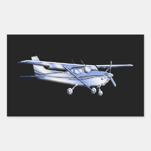 Vliegtuig Klassieke Cessna Silhouette die op Zwart Rechthoekige Sticker