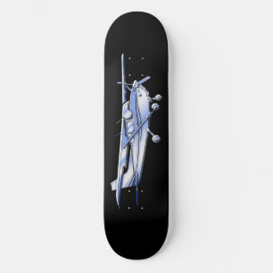 Vliegtuig Klassieke Cessna Silhouette die op Zwart Skateboard