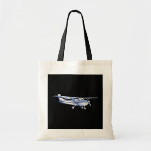 Vliegtuig Klassieke Cessna Silhouette die op Zwart Tote Bag