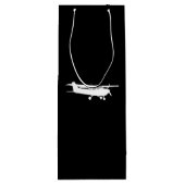 Vliegtuig Klassieke Cessna Silhouette die op Zwart Wijn Cadeautas (Achterkant)