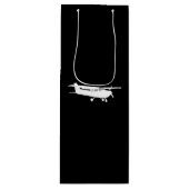 Vliegtuig Klassieke Cessna Silhouette die op Zwart Wijn Cadeautas (Voorkant)