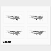 Vliegtuig Klassieke Cessna Silhouette Flying Burst Rechthoekige Sticker (Vel)