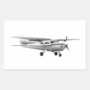 Vliegtuig Klassieke Cessna Silhouette Flying Burst Rechthoekige Sticker