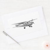 Vliegtuig Klassieke Cessna Silhouette Flying Burst Rechthoekige Sticker (Envelop)