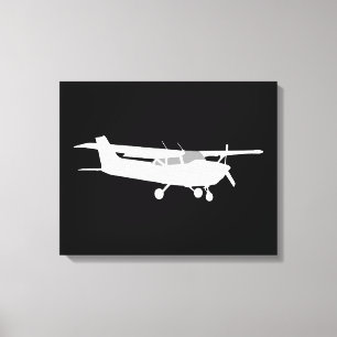 Vliegtuig Klassieke Cessna Silhouette Flying Decor Canvas Afdruk
