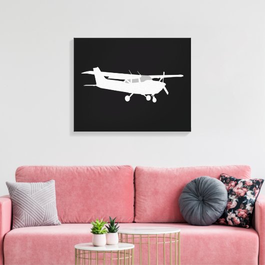 Vliegtuig Klassieke Cessna Silhouette Flying Decor Canvas Afdruk (Insitu (Woonkamer))