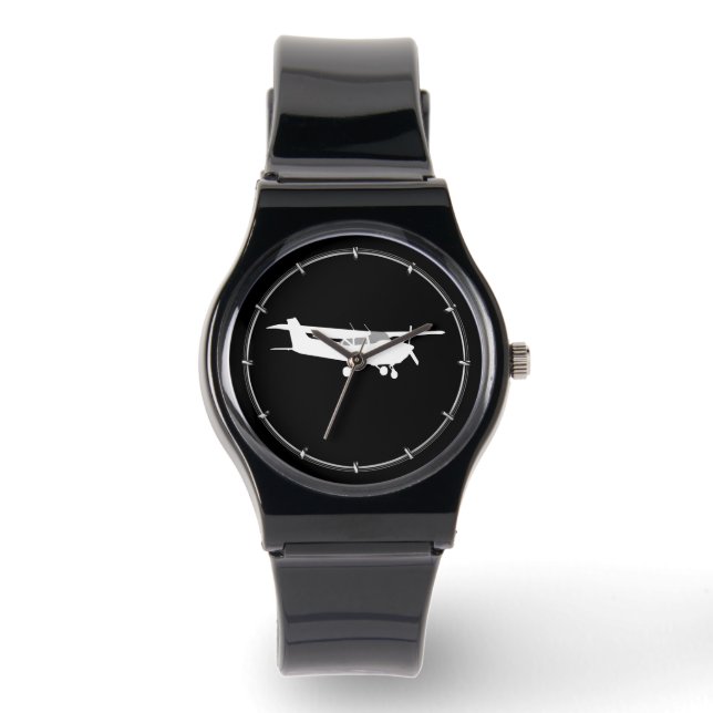Vliegtuig Klassieke Cessna Silhouette Flying Decor Horloge (Voorkant)