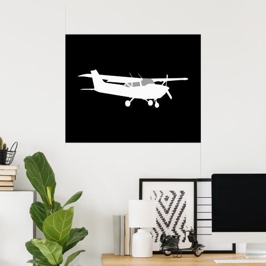 Vliegtuig Klassieke Cessna Silhouette Flying Decor Poster (Thuiskantoor)