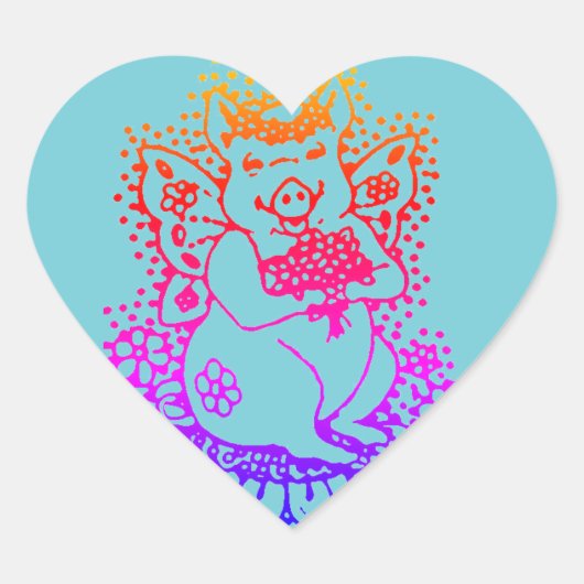 VLIEGTUIG, KLEURSTICKERS HART MET VLOEISTOF, BLAD HART STICKER (Voorkant)