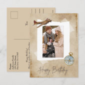  Vliegtuig & Kompas met Foto.Aviation Feestdagenkaart (Voorkant / Achterkant)