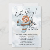Vliegtuig Leeuw Baby shower Kaart (Voorkant)