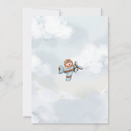  Vliegtuig Leeuw Baby shower Kaart (Achterkant)